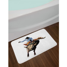 Cowboy Bucking Bull Western Bath Mat