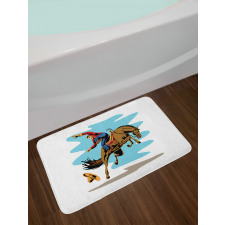 Cowboy Falling off His Horse Bath Mat