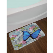 Roses Pearls and Butterly Bath Mat