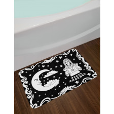 Vintage Cartoon Monochrome Bath Mat