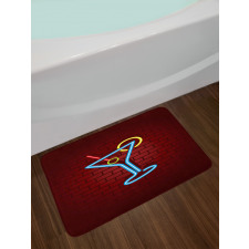 Cocktail Glass over Brick Wall Bath Mat