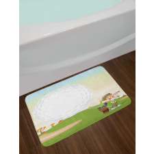 Little Boy Hitting the Ball Bath Mat