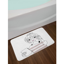 Sketchy Hipster Girl Tablet Bath Mat