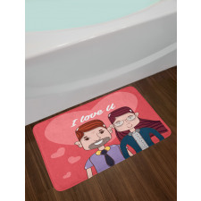 Cartoon Style Valentine's Day Bath Mat