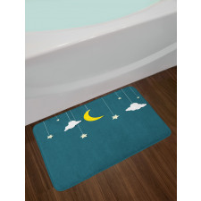 Moon Stars Hanging on Threads Bath Mat