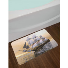 Ship Sailing on Ocean Bath Mat