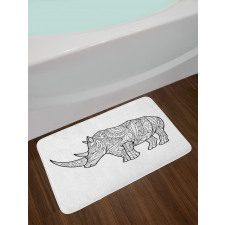 Animal Sketch with Flowers Bath Mat