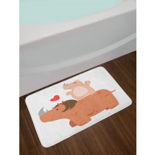 Mother and Calf with Heart Bath Mat