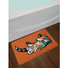 Colorful Animal Portrait Boho Bath Mat