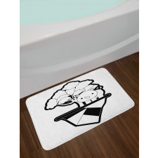 Monotone Baby Animal Tree Bath Mat