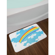 Clouds on Blue Swirl Lines Bath Mat