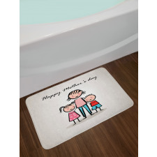 Cartoon Son and Daughter Bath Mat