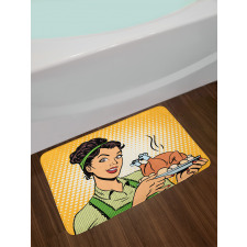 Woman with Cooked Chicken Bath Mat