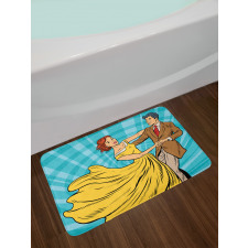 Dancing Romantic Retro Couple Bath Mat