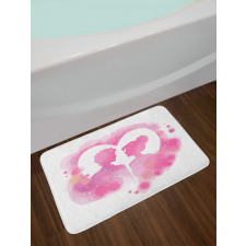 Valentine Lovers on a Heart Bath Mat