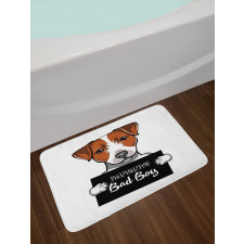 Dog Holding a Sign Bath Mat