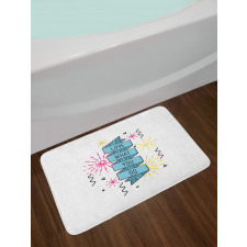 Dashed Starburst Stripes Bath Mat