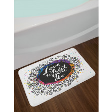 Inspirational Flowers Dots Bath Mat