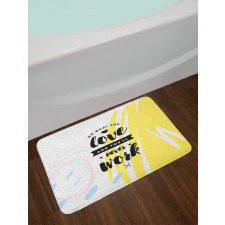 Retro Memphis Pattern Phrase Bath Mat