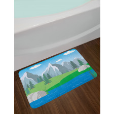 Cartoon Spring Scene Bath Mat