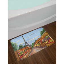 Colorful Sketch Street Eiffel Bath Mat