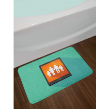 Cartoon Family Silhouette Bath Mat