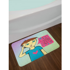 Boy Calling His Mother Bath Mat