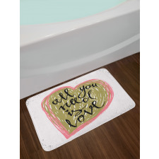 Valentines Day Sketch Art Bath Mat