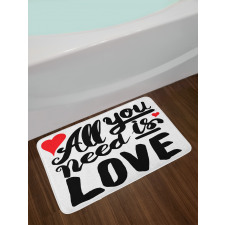 Romantic Hearts Calligraphic Bath Mat