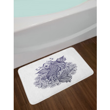 Koi Carp in Dark Blue Tone Bath Mat