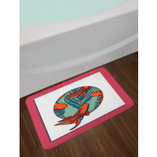 Tropical Leaves in Circle Bath Mat