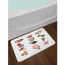 Cartoon Various Candies Bath Mat