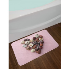 Candies in a Heart Shape Bath Mat