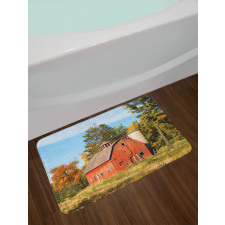 Old Barn Silo with Trees Bath Mat