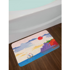 Coastal Landscape Ship Bath Mat