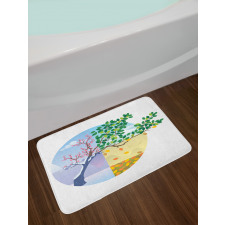 Cartoon Cycle of the Seasons Bath Mat