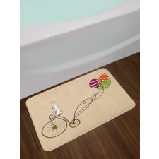 Bunny on Bike Egg Balloons Bath Mat