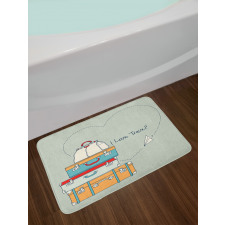 Flying Paper Plane Words Bath Mat