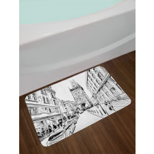 Prague City Sketch Bath Mat