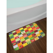 Healthy Fresh Food Squares Bath Mat