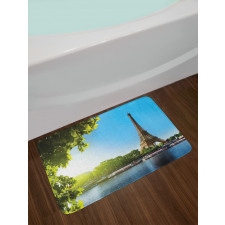 Sunny Day Eiffel Tower River Bath Mat