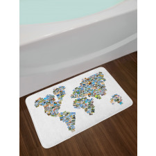 Photos Placed as World Map Bath Mat