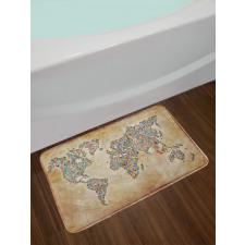 Vintage Collage World Map Bath Mat