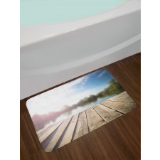 Grunge Wood Pier Blurred Photo Bath Mat