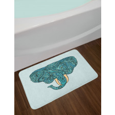 Elephant Head Motif Pattern Bath Mat