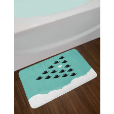 Bird Silhouettes over Clouds Bath Mat