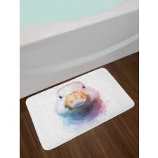 Watercolor Goose Face Bath Mat