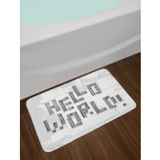 Abstract Striped Hello World Bath Mat