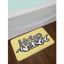 Hello World Graffiti Hearts Bath Mat