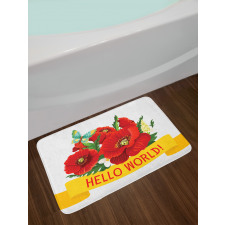 Hello World Spring Flowers Bath Mat